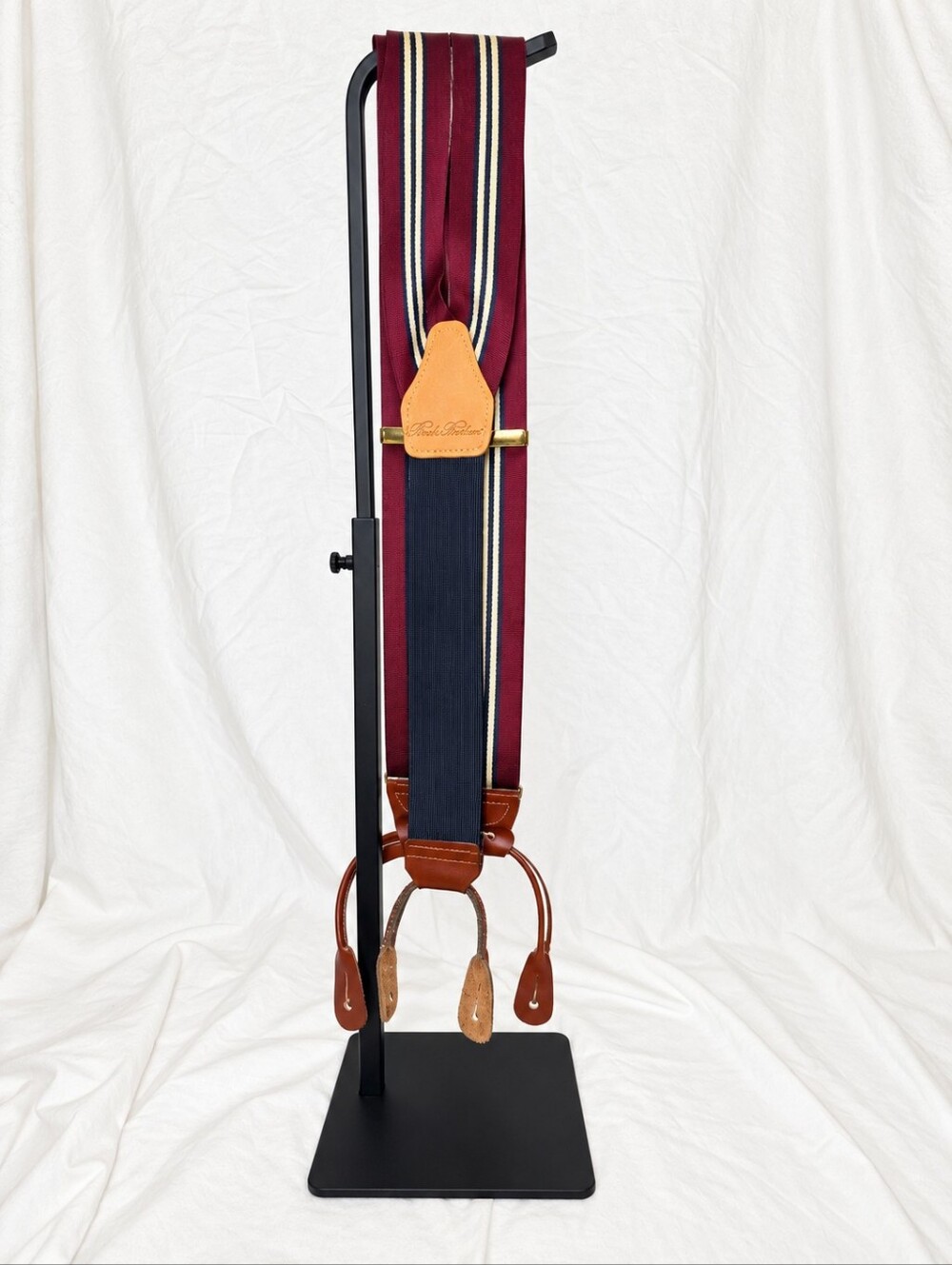 Brooks Brothers Made in USA Burgundy Striped Button Suspenders